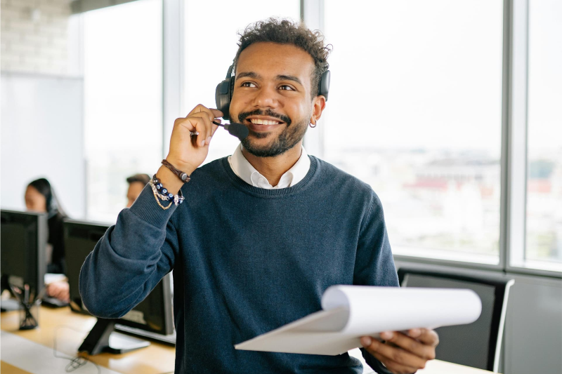 Answering Service Manager Wearing Phone Headset 1