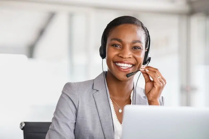 Answering Service Employee Wearing Headset Smiling